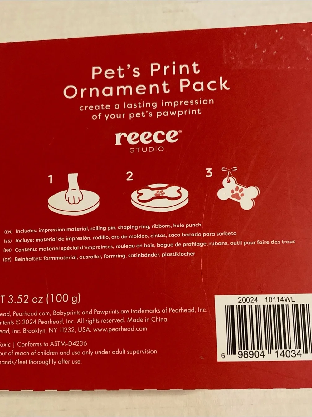 Reece Pet's Print Ornament Kit — Red Bone-Shaped Keepsakes
